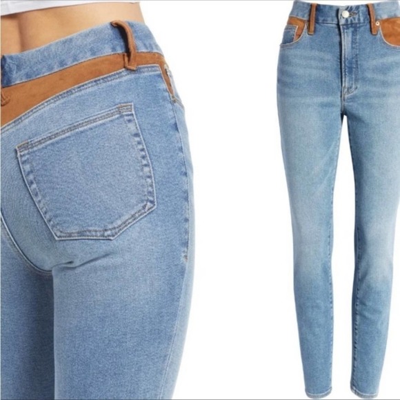 Good American Suede Mix Jeans Size 18 NWT - Picture 4 of 7